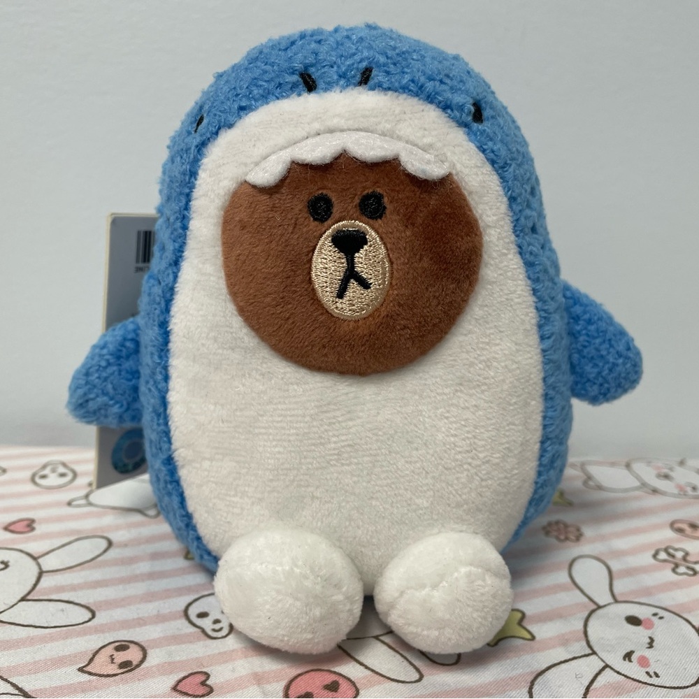 Jungle Brown Shark Brown Bear Plush Bag Charm Keychain Line Friends BTS Toy New